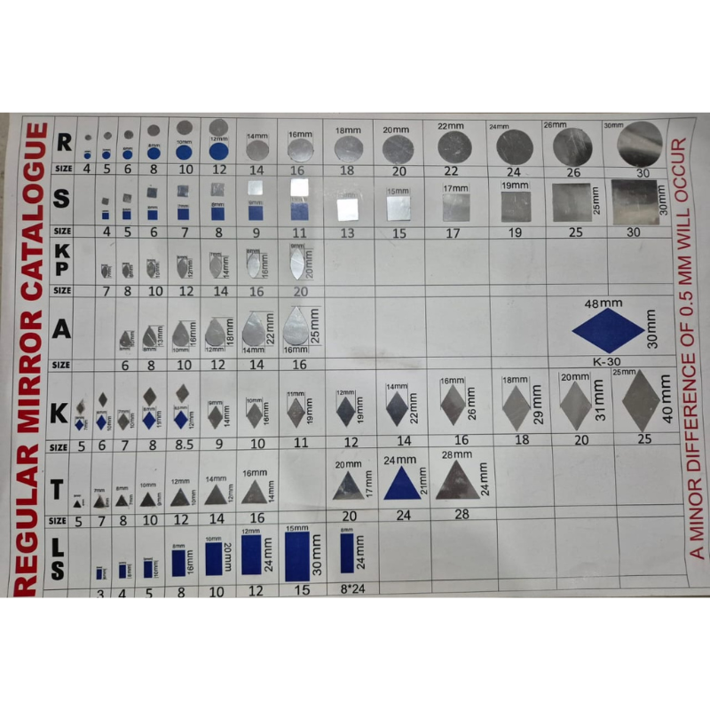 Plastic Mirror Sticker Sheet Kajukatri Shape